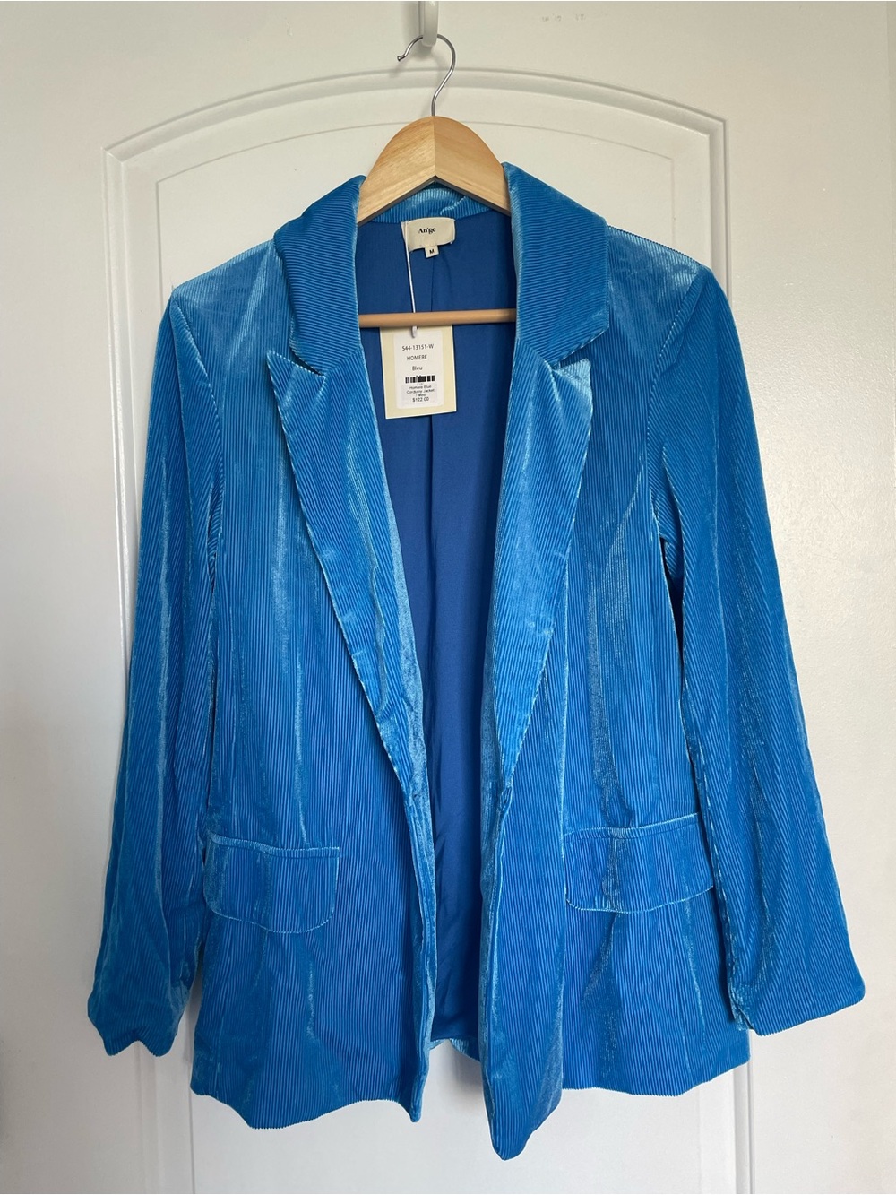 An’ge Electric Blue Velvet Corduroy Blazer